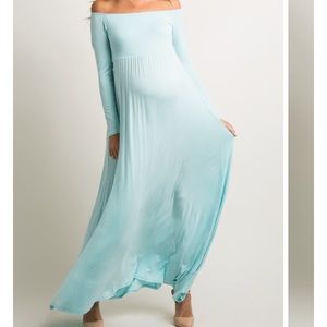 Blue Maternity Dress with free floral belt